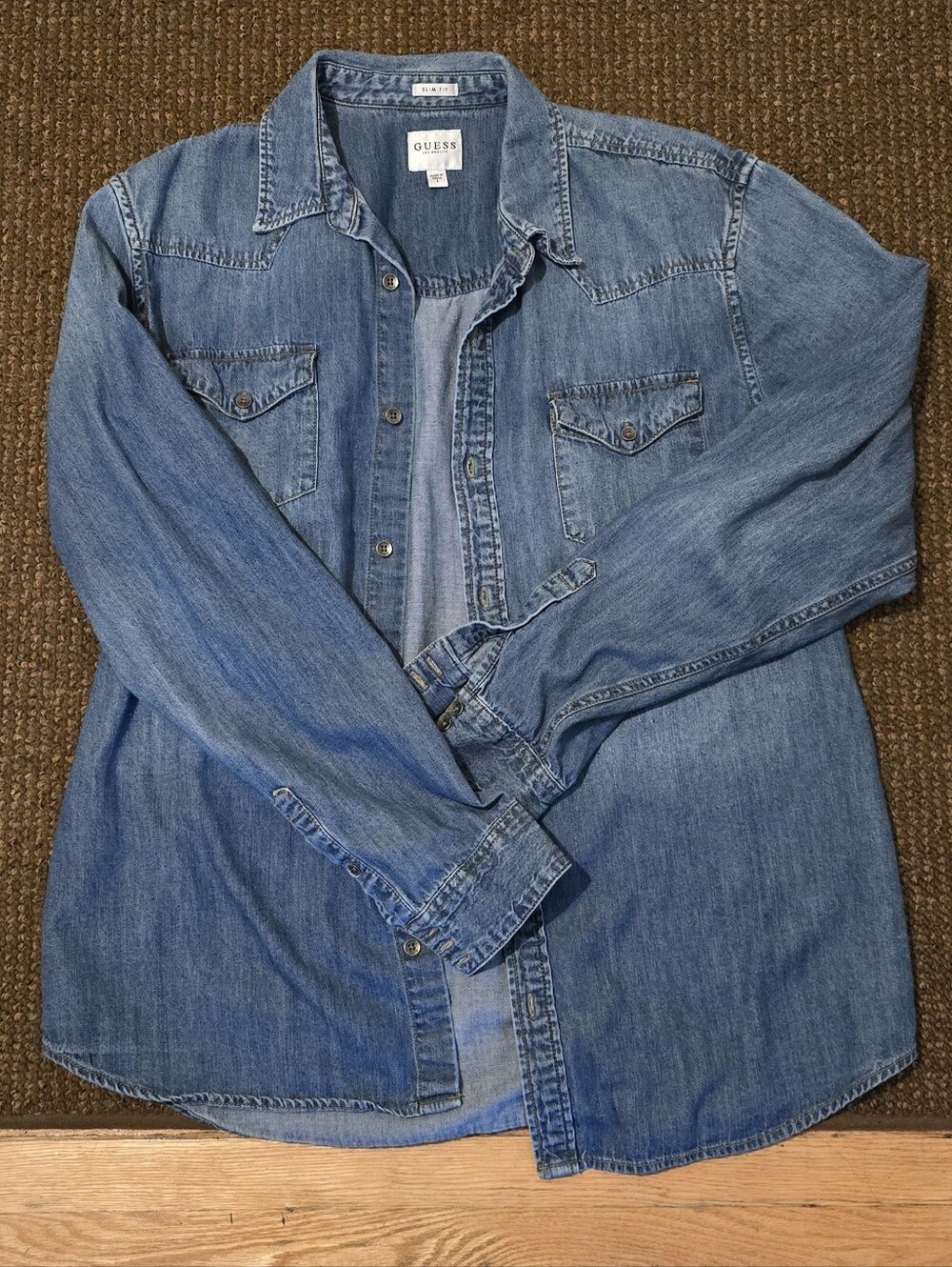 GUESS Men's Light Blue Denim Shirt Jacket